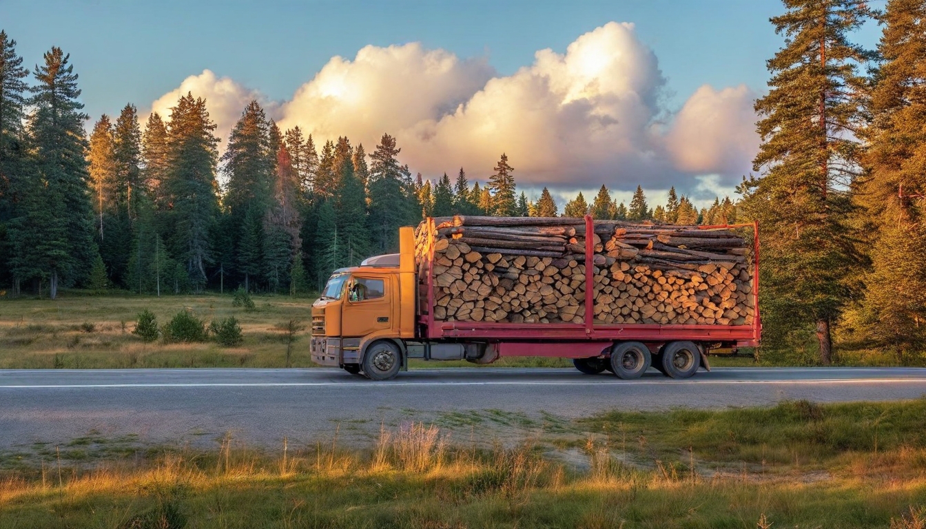semi-remorque de bois de chauffage