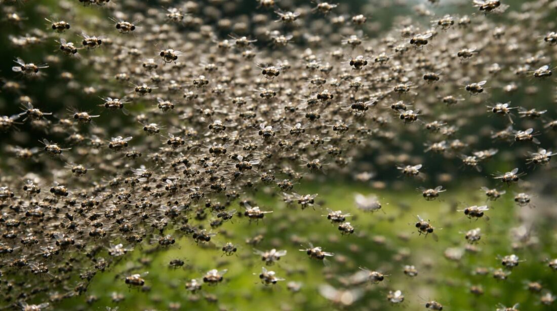 découvrez la danse captivante d'un essaim de mouches, un phénomène naturel fascinant à observer en pleine nature.