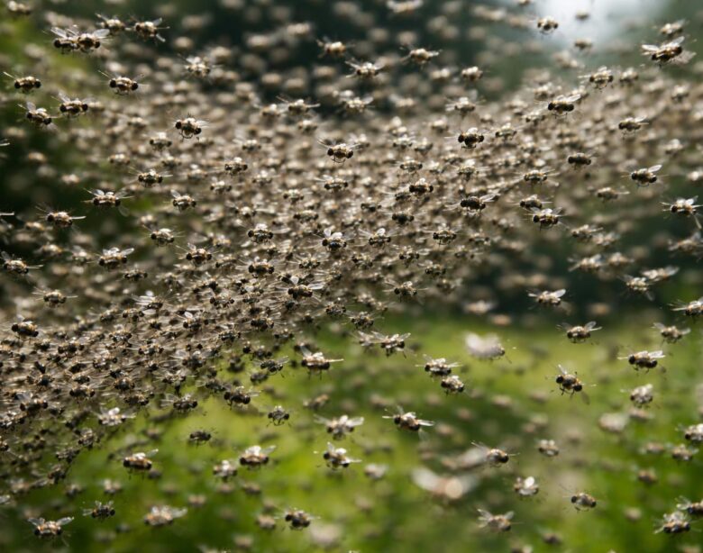 découvrez la danse captivante d'un essaim de mouches, un phénomène naturel fascinant à observer en pleine nature.